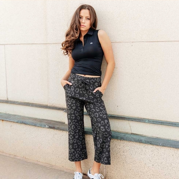 Albion Pants - Albion Audrey Wide Leg Pants Leopard Grey Size XL